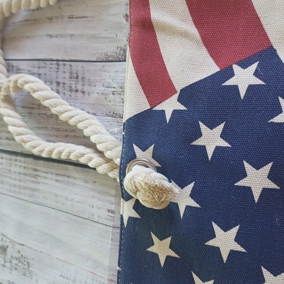 canvas flag tote with rope handles - Picture 2 of 3